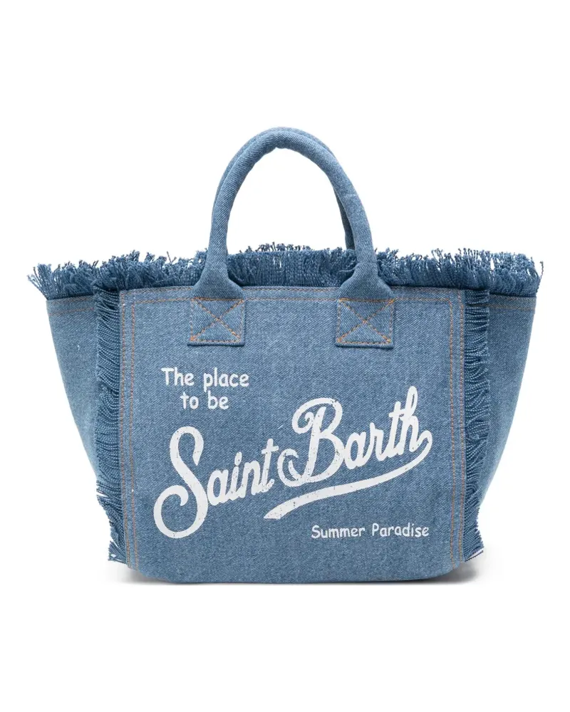 MC2 Saint Barth Colette fringed logo-print tote bag - Blau Blau