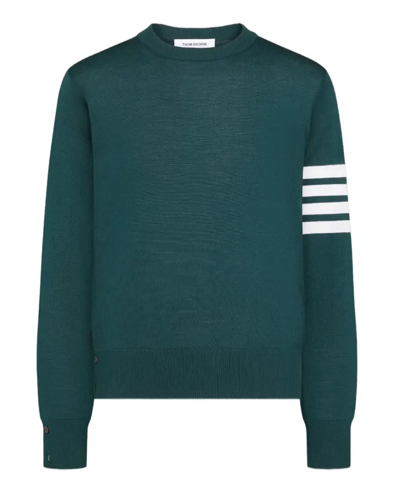 Thom Browne Pullover mit Streifen-Logo - Grün Grün