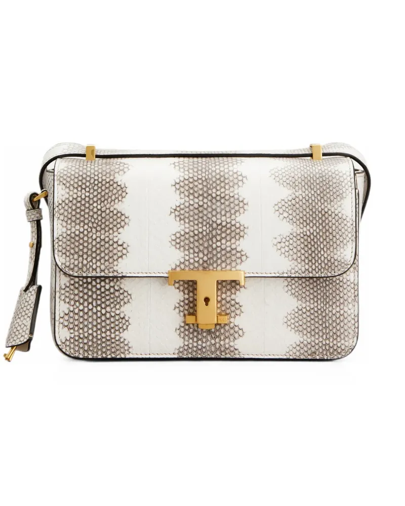 TOD'S T Timeless Flap Mini-Tasche in Reptil-Optik - Weiß Weiß