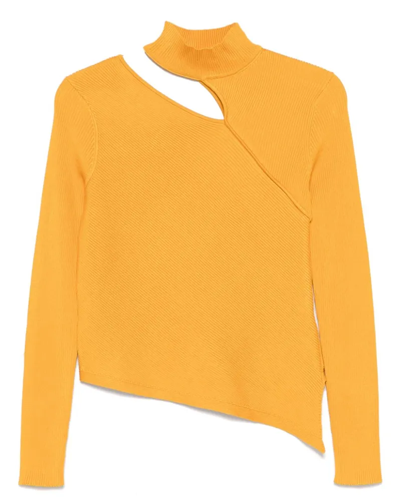 DKNY Gerippter Pullover mit Cut-Outs - Gelb Gelb