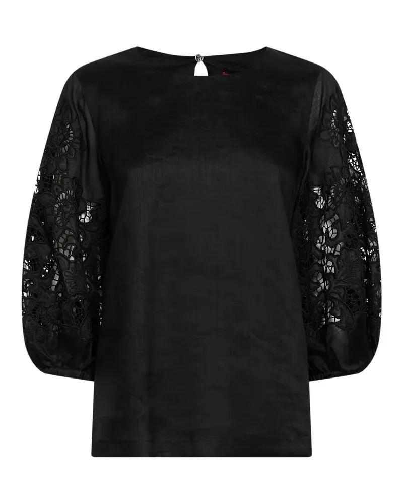 Max Mara broderie-anglaise macramé-sleeve blouse - Schwarz Schwarz