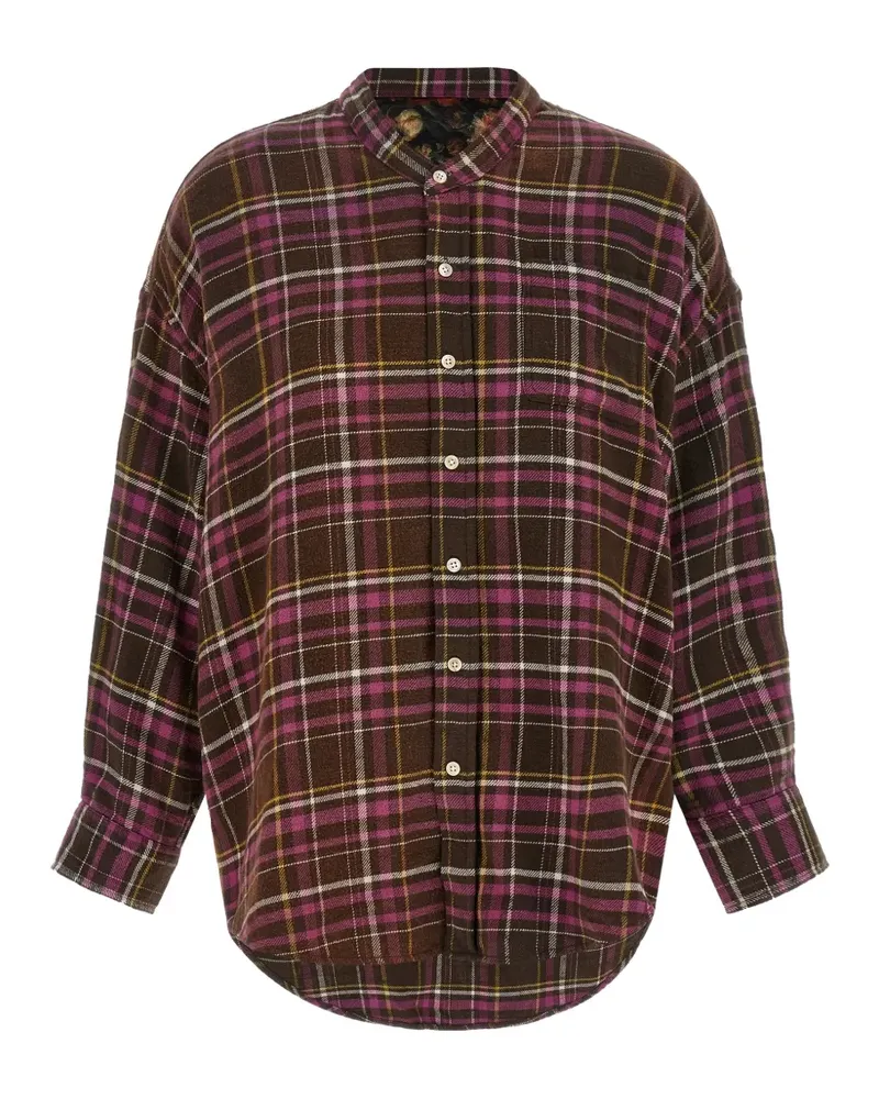 R13 tartan-print scarf-detail shirt - Braun Braun