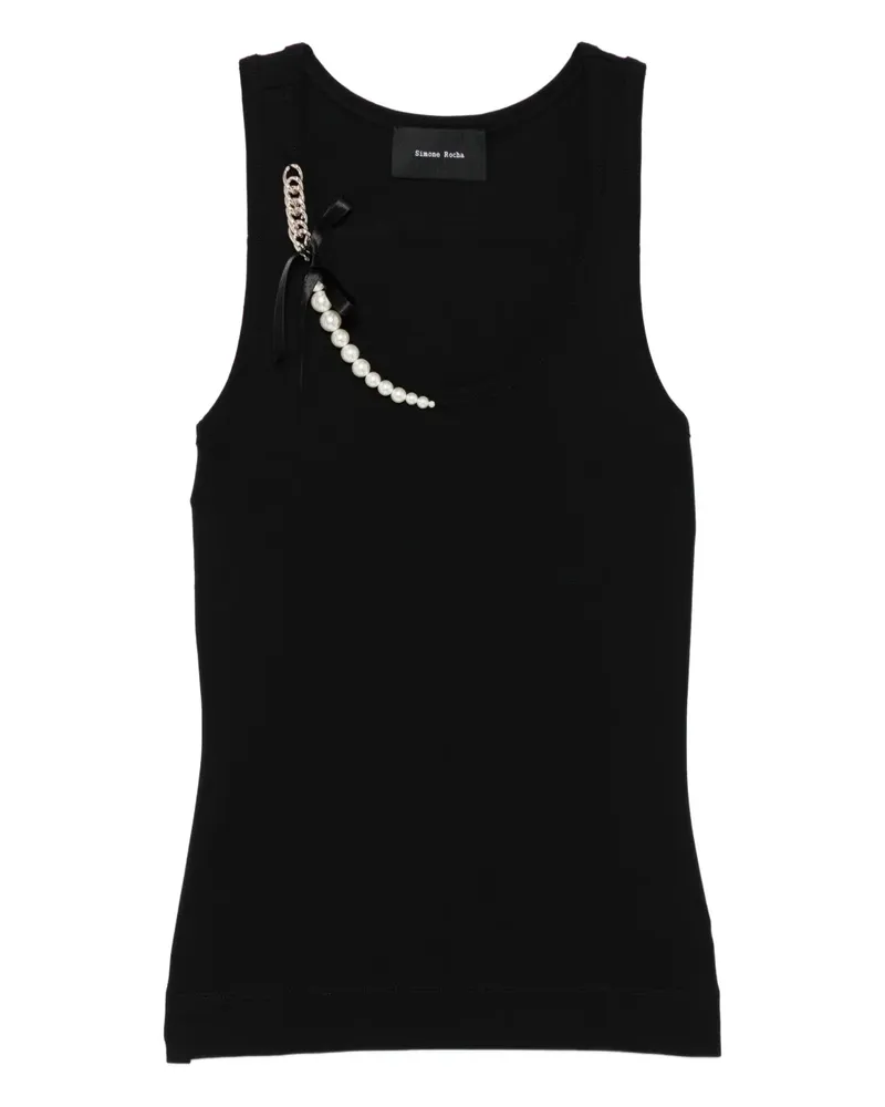 Simone Rocha Tanktop mit Perlen- und Kettendetail - Schwarz Schwarz