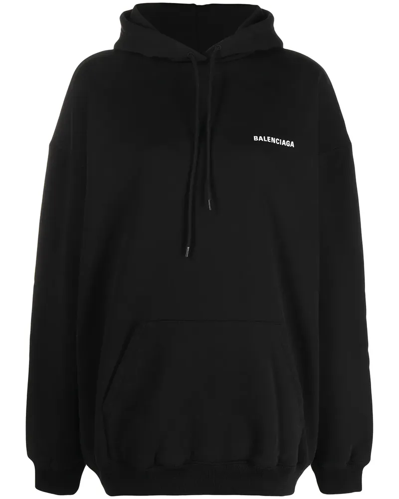 Balenciaga Kapuzenpullover mit Logo-Print - Schwarz Schwarz