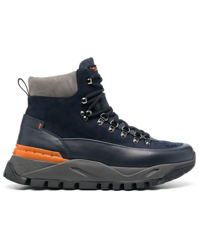 Santoni Hiking-Boots mit Kontrasteinsätzen - Blau Blau