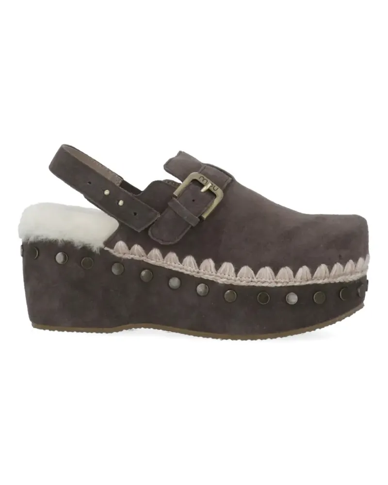 Mou suede clog back strap - Grau Grau