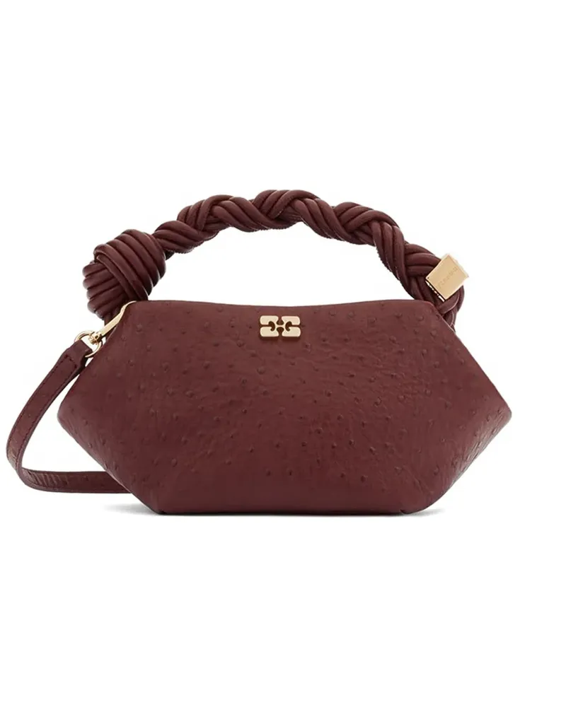 Ganni mini Bou ostrich-effect tote bag - Rot Rot