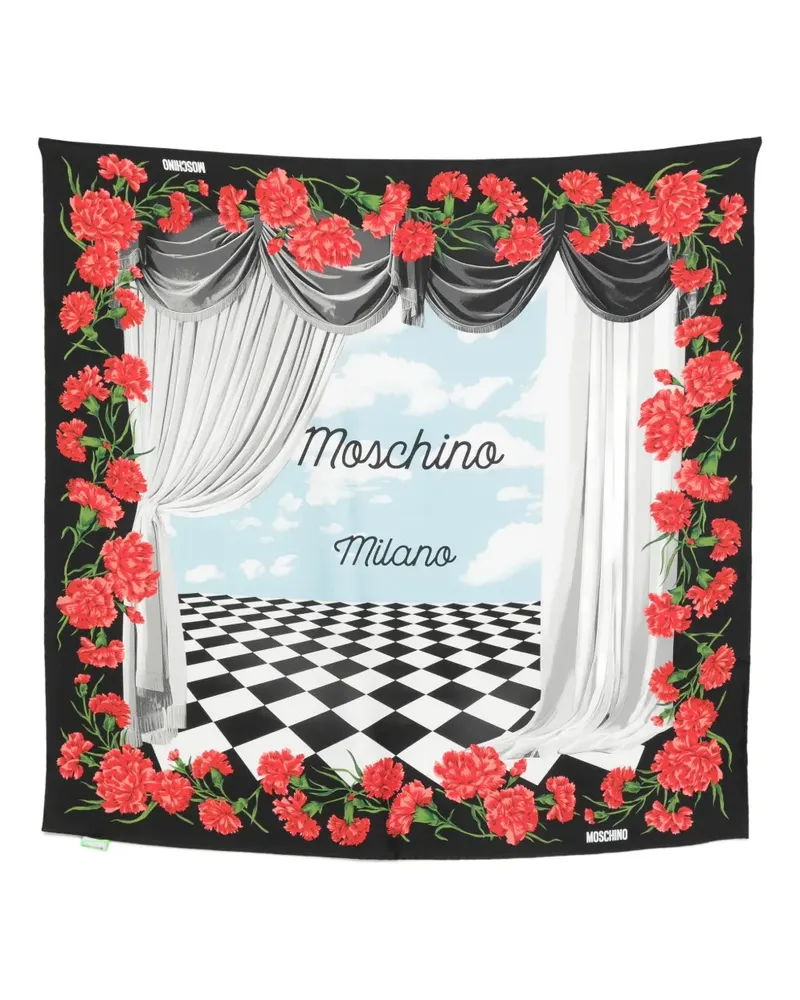 Moschino Schal mit Nelken-Print - Schwarz Schwarz