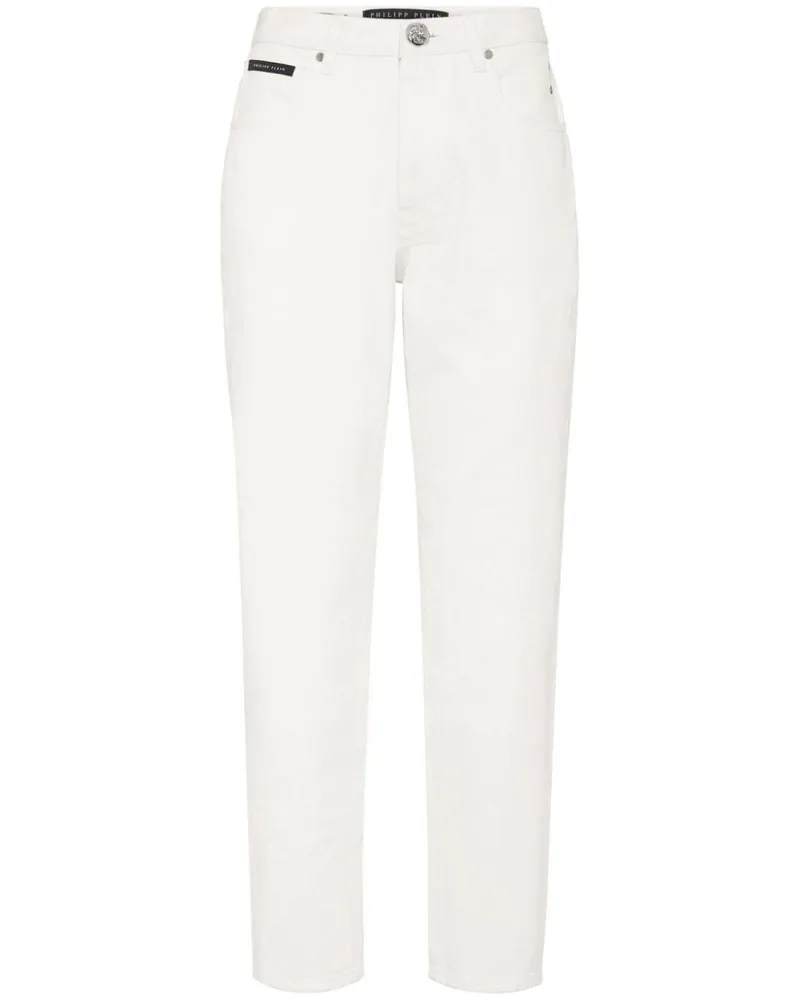 Philipp Plein Straight-Leg-Jeans mit hohem Bund Weiß