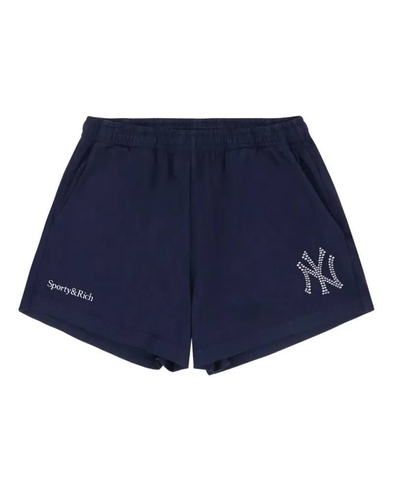 SPORTY & RICH x Yankees Krystal Disco Shorts - Blau Blau