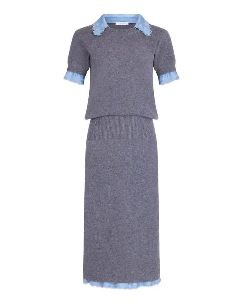 Paco Rabanne Besticktes Midikleid mit Satineinsätzen - Grau Grau