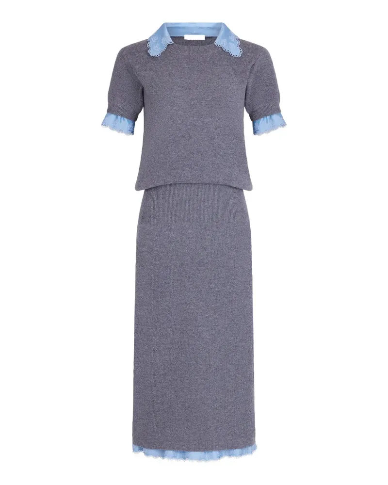 Paco Rabanne Besticktes Midikleid mit Satineinsätzen - Grau Grau