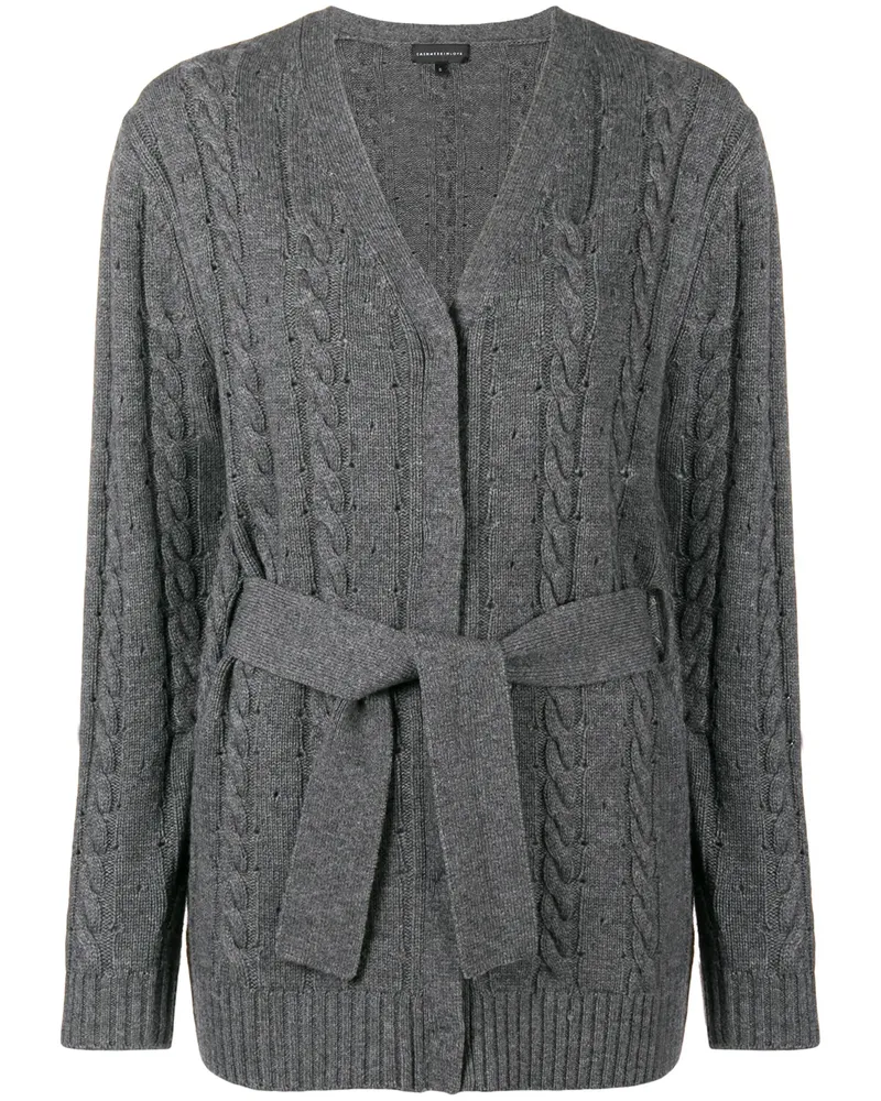 Cashmere In Love Cardigan mit Zopfmuster - Grau Grau