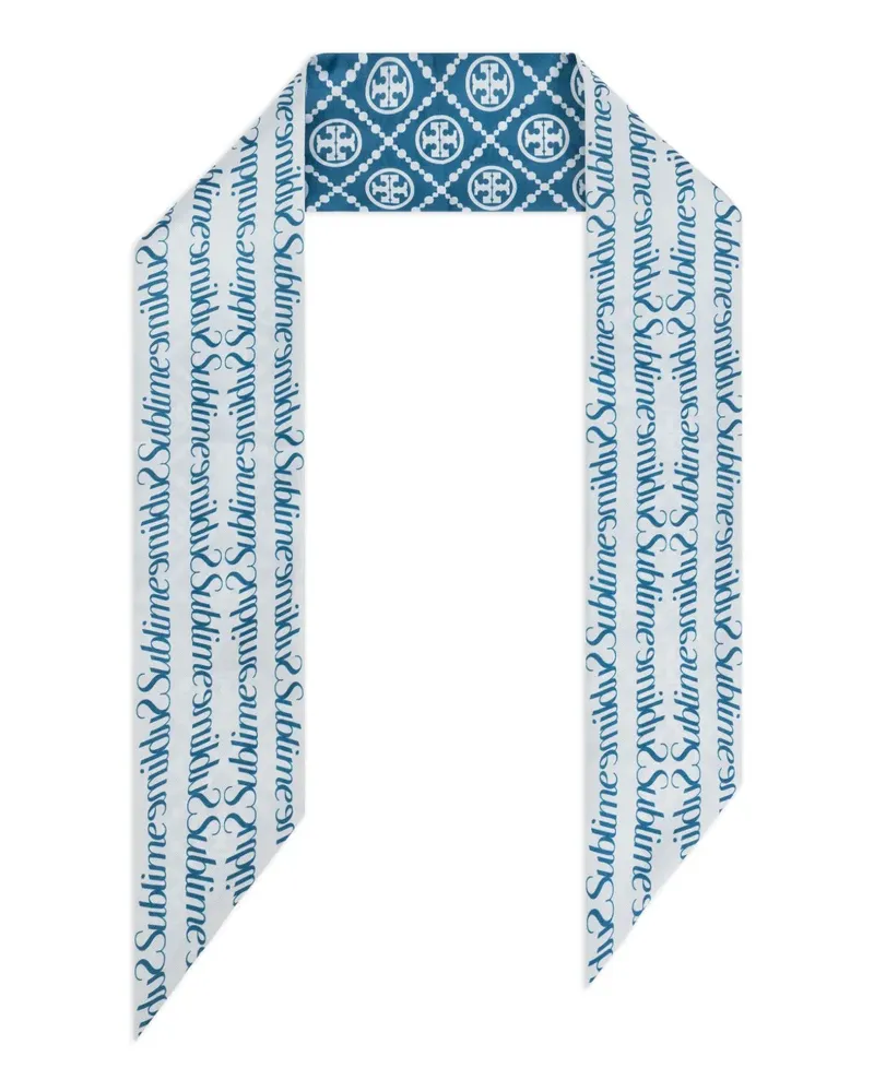 Tory Burch Schal mit Monogramm-Print - Blau Blau