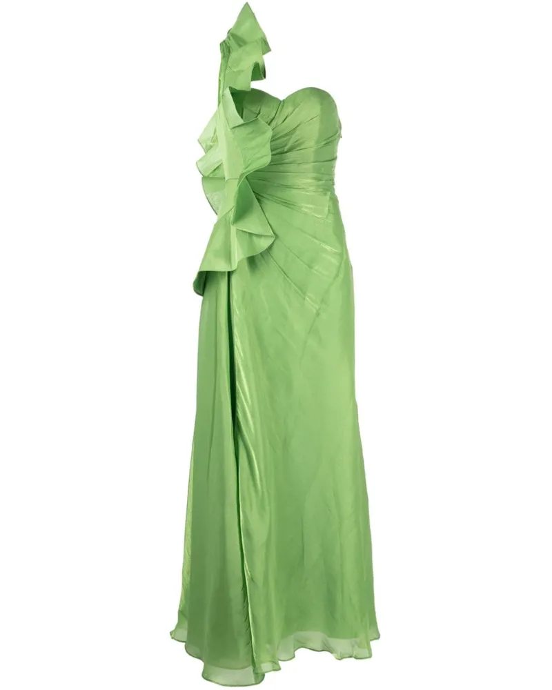 Badgley Mischka Asymmetrische Leaf Robe mit Falten - Grün Grün