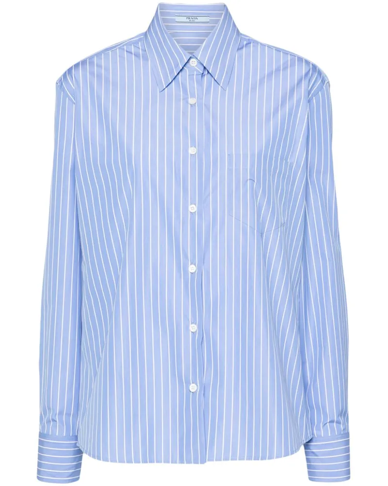 Prada Gestreiftes Hemd aus Popeline - F0013 LIGHT BLUE F0013