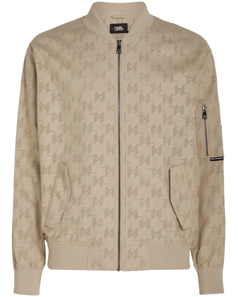 Karl Lagerfeld Bomberjacke mit perforiertem Monogramm - Nude Nude