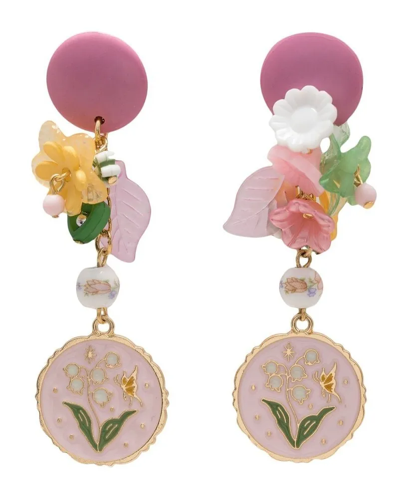 Amir Slama Hängeohrringe mit Blumenapplikation - Mehrfarbig Mehrfarbig