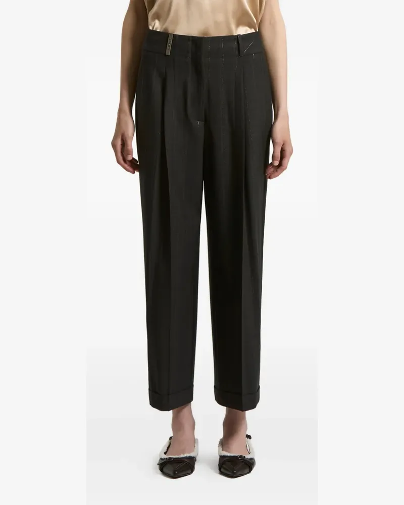 Peserico Gestreifte Hose mit Faltendetails - Schwarz Schwarz
