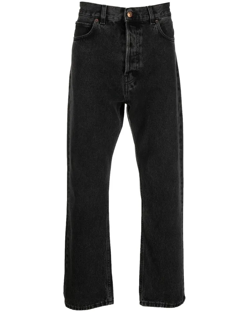 Haikure Halbhohe Straight-Leg-Jeans - Schwarz Schwarz