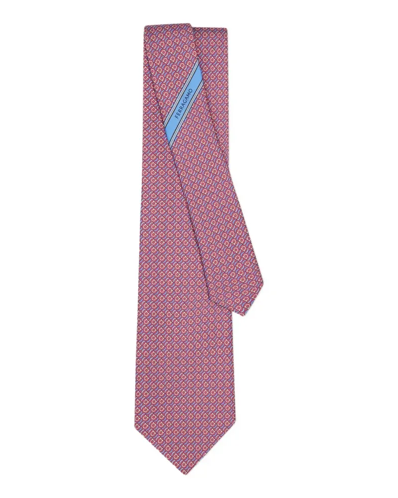 Ferragamo Seidenkrawatte mit Brackets-Print - Rot Rot