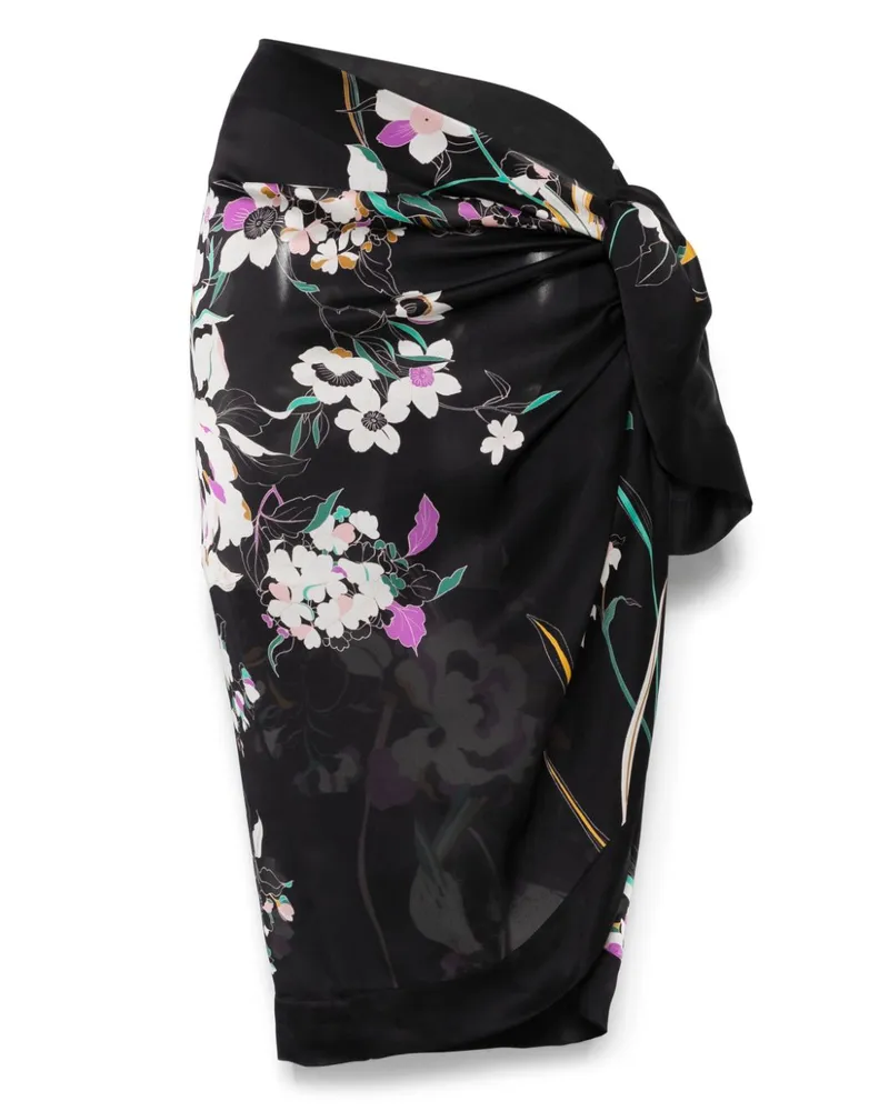 Carine Gilson Pareo aus Seide mit Blumen-Print - Schwarz Schwarz