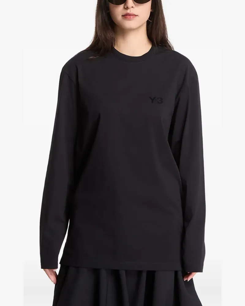 Y-3 Langarmshirt mit Logo-Print - Schwarz Schwarz