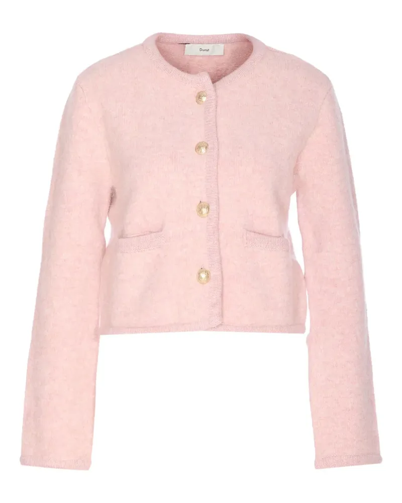 Dunst Kragenloser Bouclé-Cardigan - Rosa Rosa