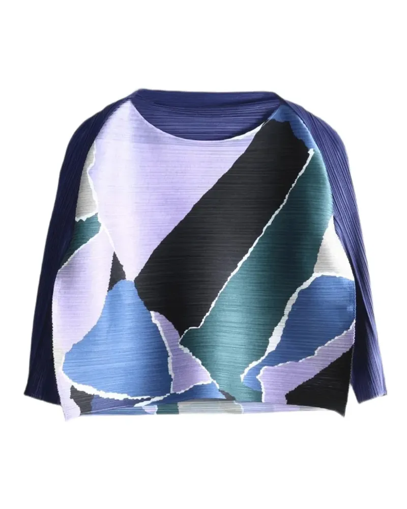 Issey Miyake Surprise! plissiertes Oberteil mit abstraktem Print - Violett Violett