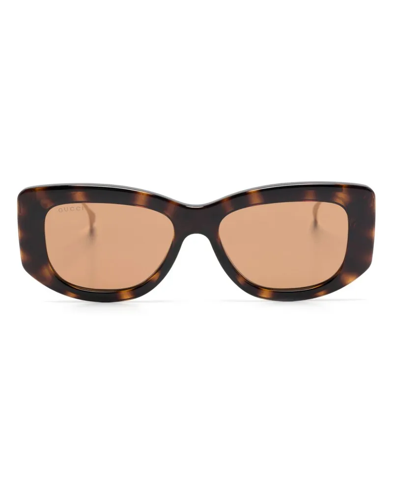 Gucci Sonnenbrille mit eckigem Gestell - Braun Braun