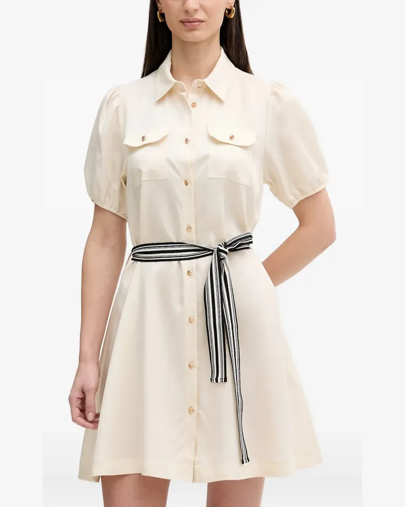 Gaudi belted puff-sleeve mini dress - Weiß Weiß