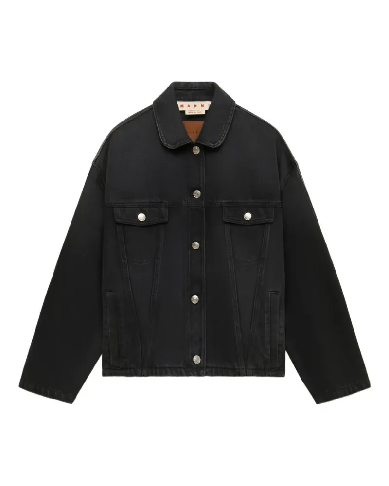 Marni black denim jacket with martingale - Schwarz Schwarz