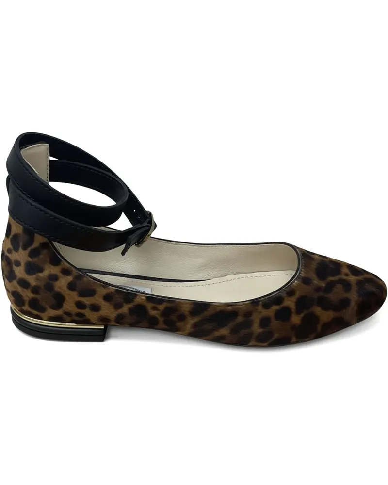 TOD'S ankle-strap pony-effect ballet flats - Braun Braun