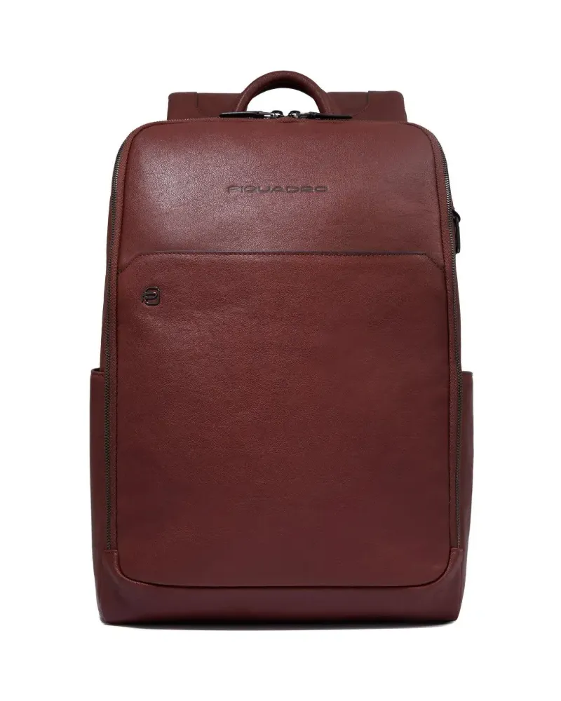 Piquadro leather laptop backpack - Braun Braun