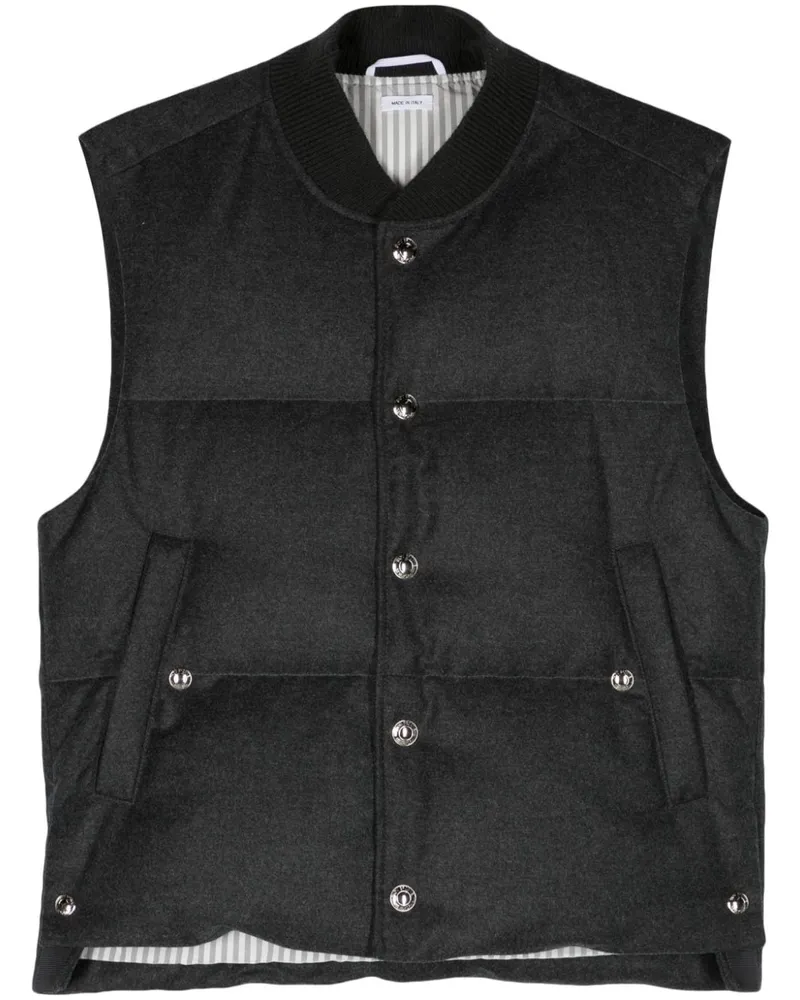 Thom Browne Schurwollweste mit Baseball-Kragen - Grau Grau