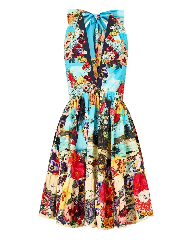 Camilla Bathing Bombshell Neckholder-Kleid mit Blumen-Print - Blau Blau