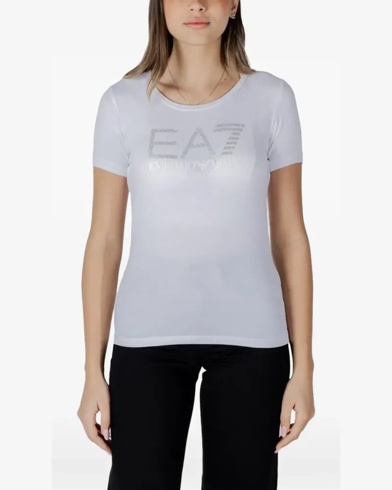 EA7 rhinestone-embellishment T-shirt - Weiß Weiß