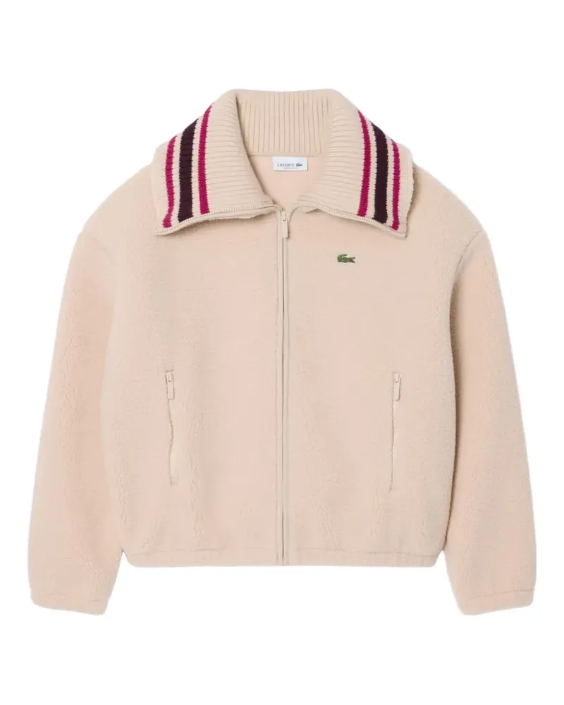 Lacoste striped-collar jacket - Nude Nude