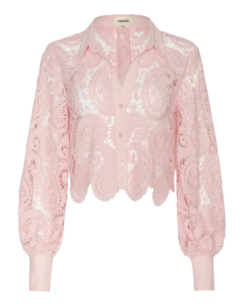 L'Agence Geknöpftes Oberteil mit Paisley-Spitze - Rosa Rosa