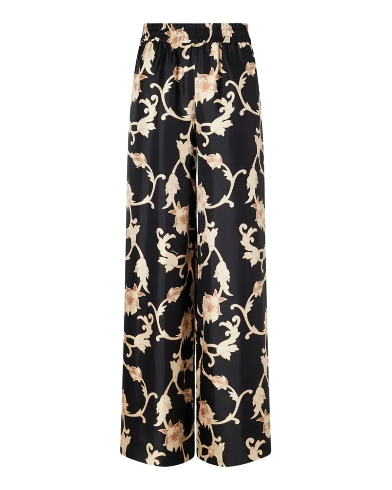 La DoubleJ Palazzohose mit Blumenprint - Schwarz Schwarz