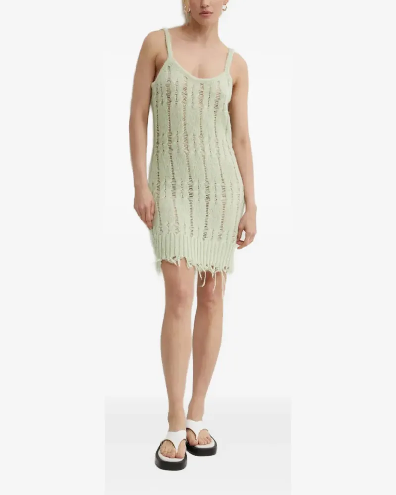 Résumé Ausgefranstes Kleid mit Lochmuster - Grün Grün
