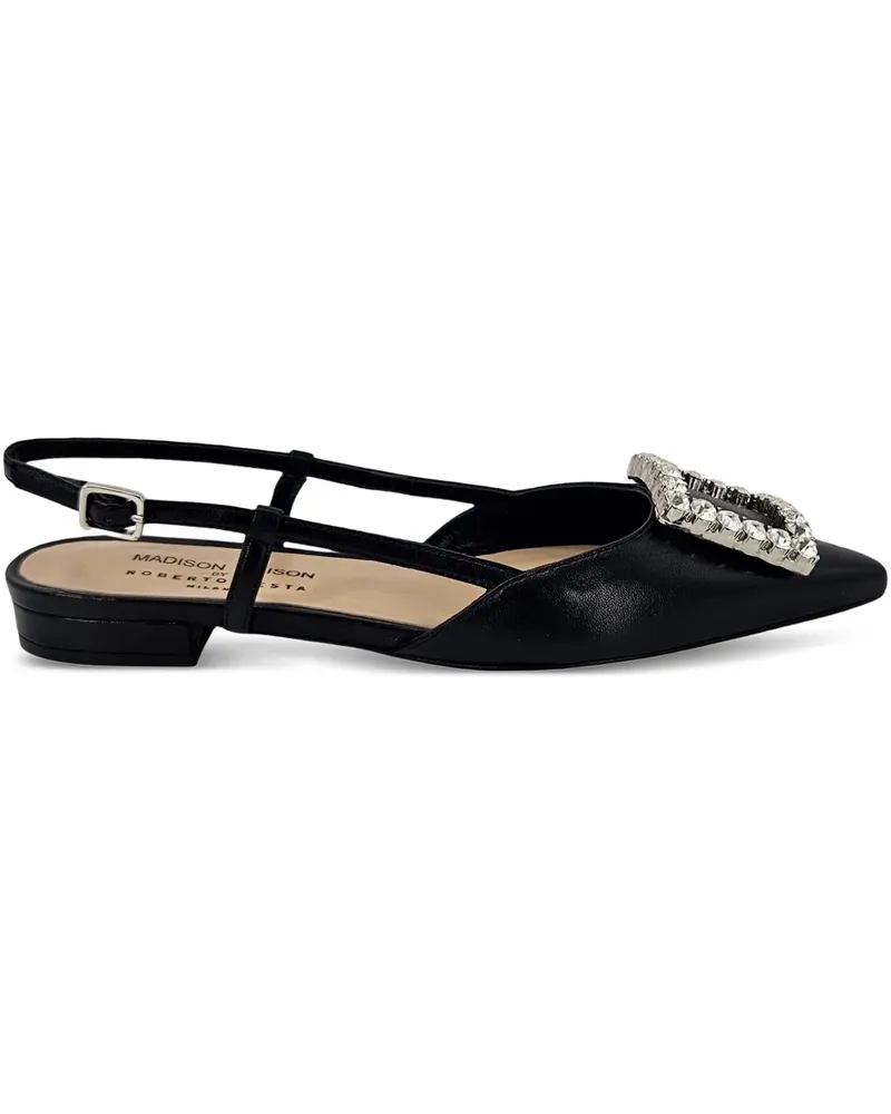 MADISON.MAISON Flache Slingback-Pumps mit Verzierung - Schwarz Schwarz