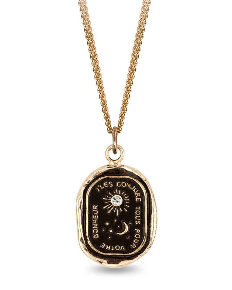 Pyrrha 14kt Everything for You Gelbgoldhalskette mit Diamant-Glückbringeranhänger Gold