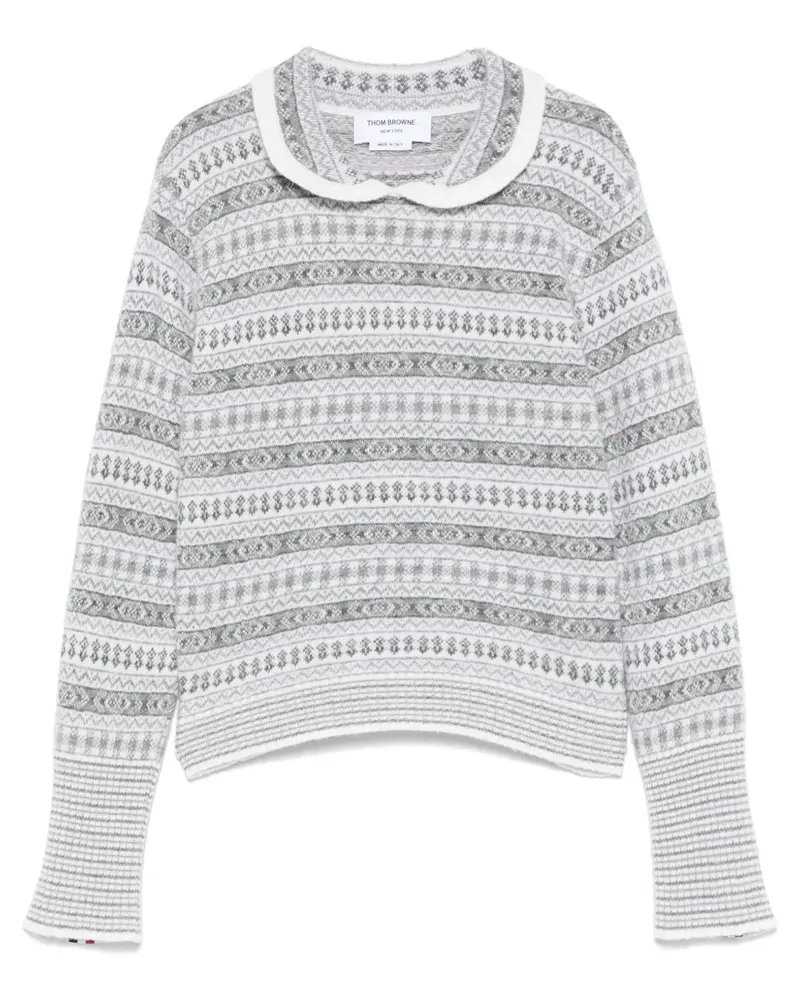 Thom Browne Bubikragen-Pullover aus Fair-Isle-Jacquard - Weiß Weiß