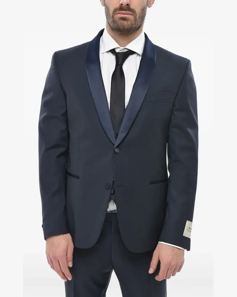 Corneliani satin-lapel three-piece suit - Blau Blau