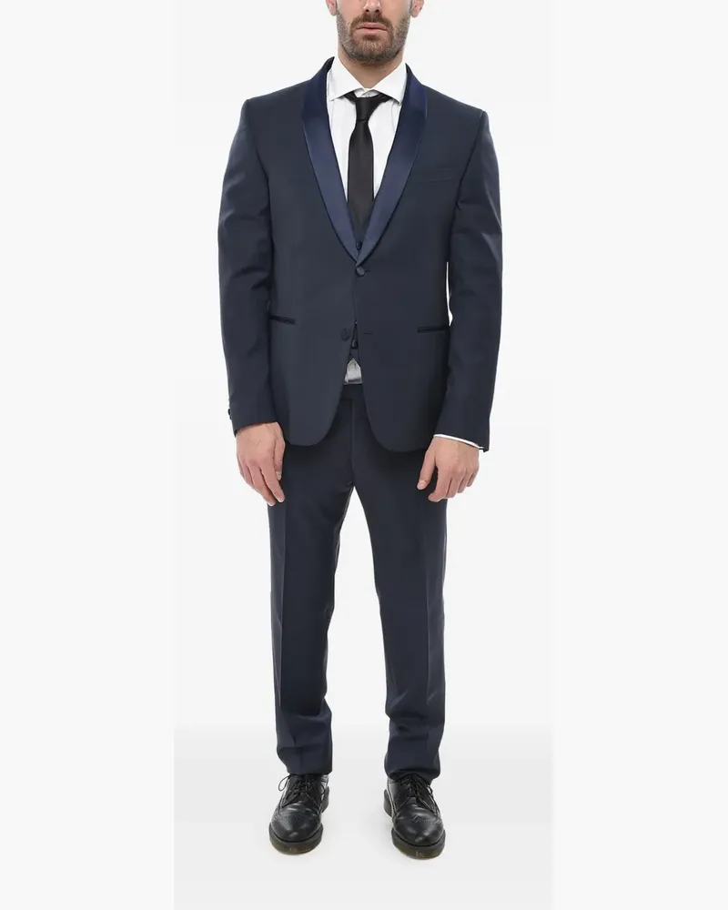 Corneliani Dreiteiliger Smoking mit Satinrevers - Blau Blau