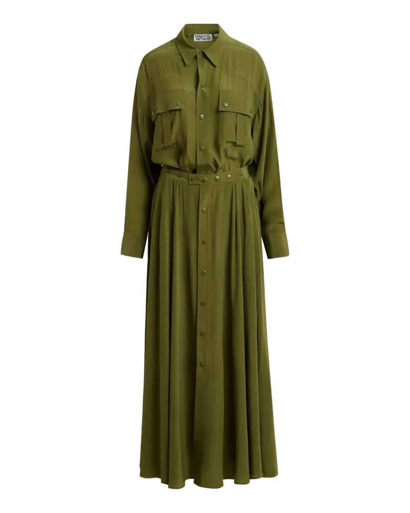 Essentiel Geknöpftes Maxikleid mit Brusttaschen - Grün Grün