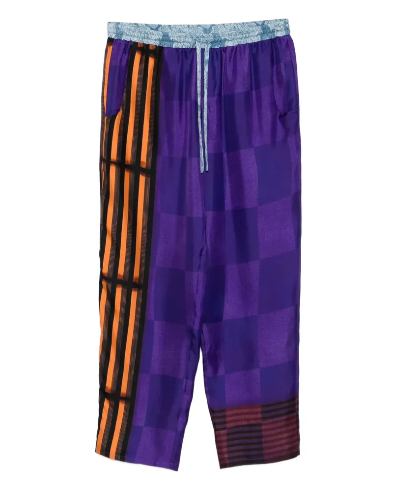 Pierre-Louis Mascia Karierte Seidenhose mit Streifen - Violett Violett