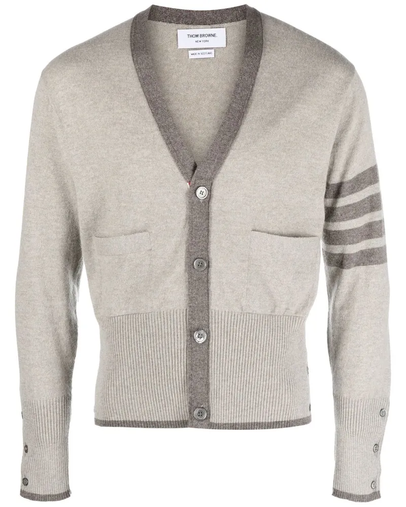 Thom Browne Kaschmircardigan mit Streifen - Grau Grau