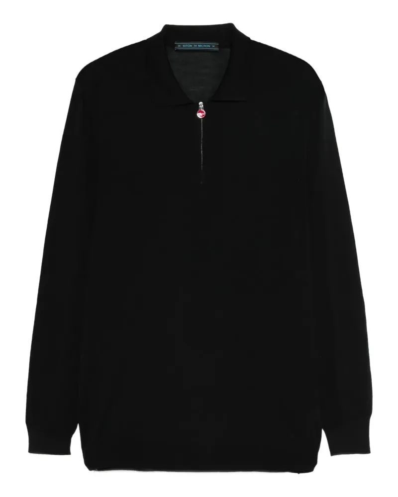 Kiton Poloshirt mit Reißverschluss - Schwarz Schwarz